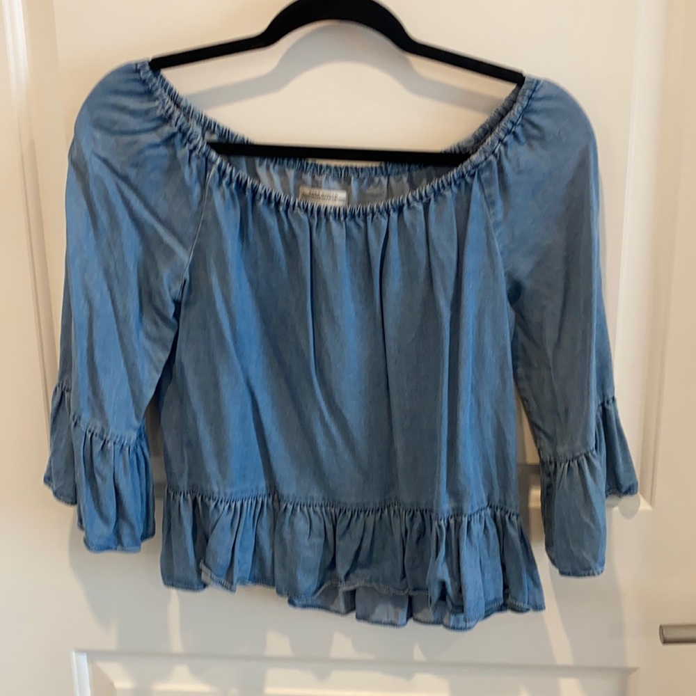 Zara Denim Off the Shoulder Top